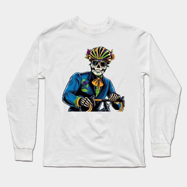 Catrin Flowers cycling Long Sleeve T-Shirt by p3p3ncil